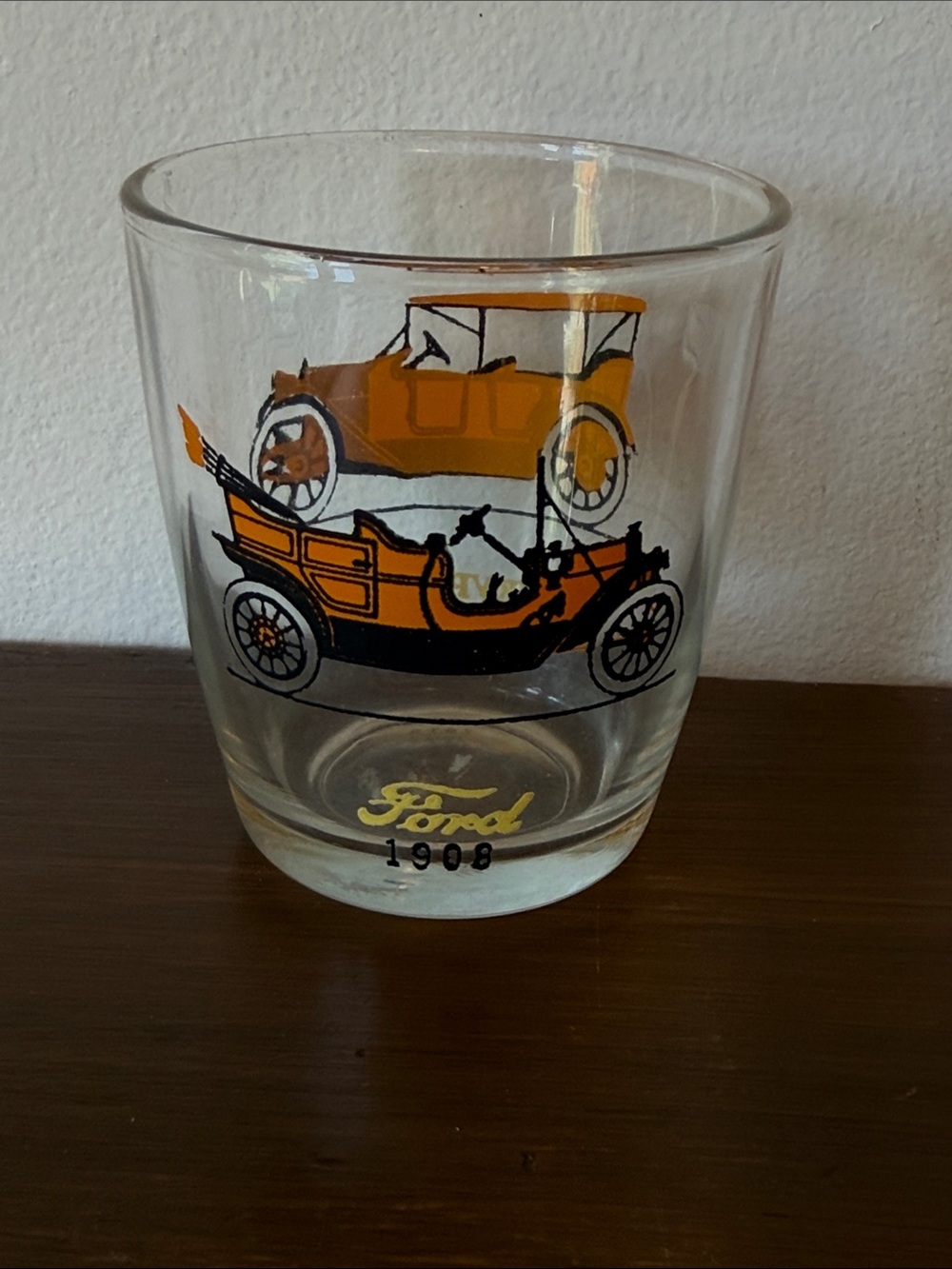 Hazel-Atlas 1950s Whiskey Rocks Glass- Ford and Chevrolet